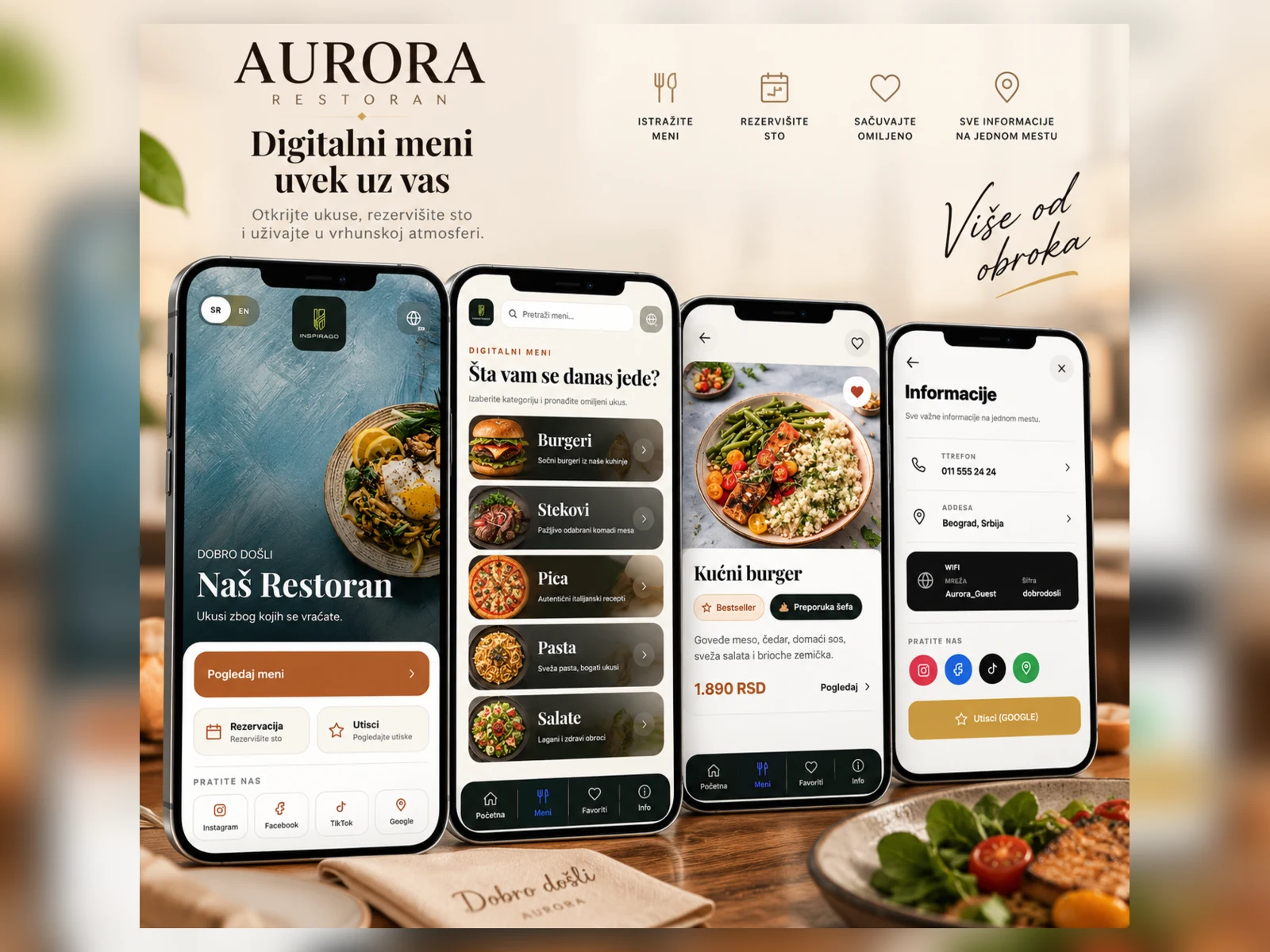 Aurora Signature svetli TvojMeni QR meni